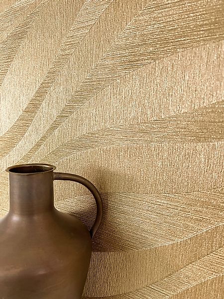 Newroom Vliestapete, Gold Tapete Glamour Wellen günstig online kaufen