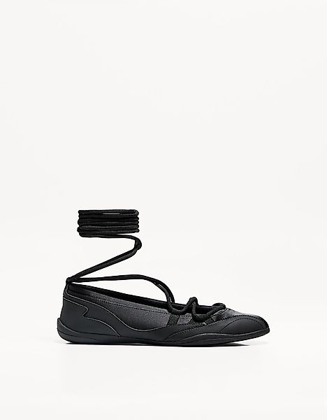 Bershka Ballerina-Sneaker Mit Schnürung Damen 38 Schwarz günstig online kaufen