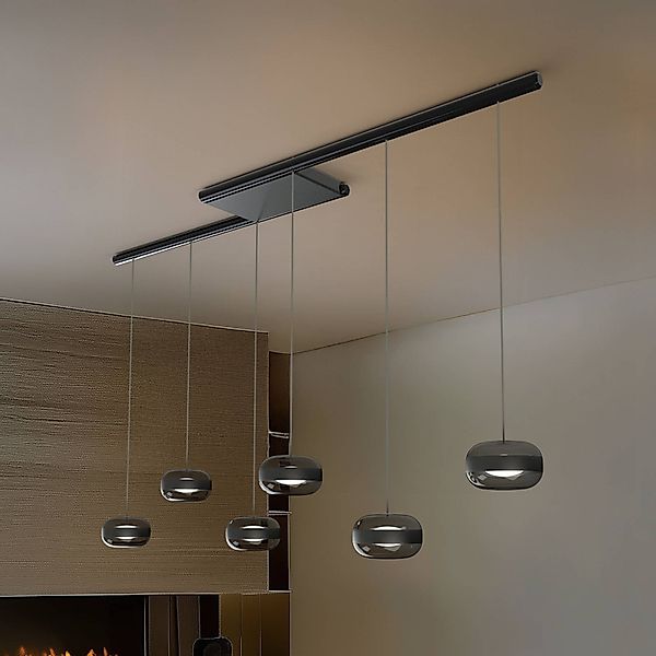 Lucande LED-Hängeleuchte Auro, schwarz, Glas, 6-flammig günstig online kaufen
