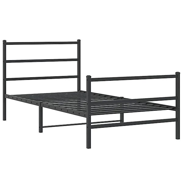 vidaXL Bettgestell mit Kopfteil und Fußteil Metall Schwarz 107x203 cm 35537 günstig online kaufen