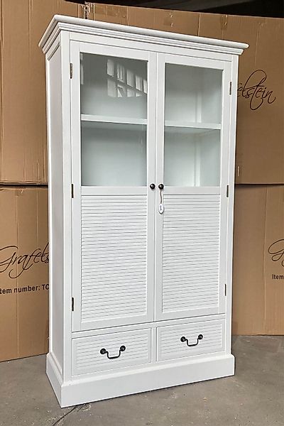 Grafelstein Vitrine Vitrinenschrank HAMPTONS weiß mit günstig online kaufen