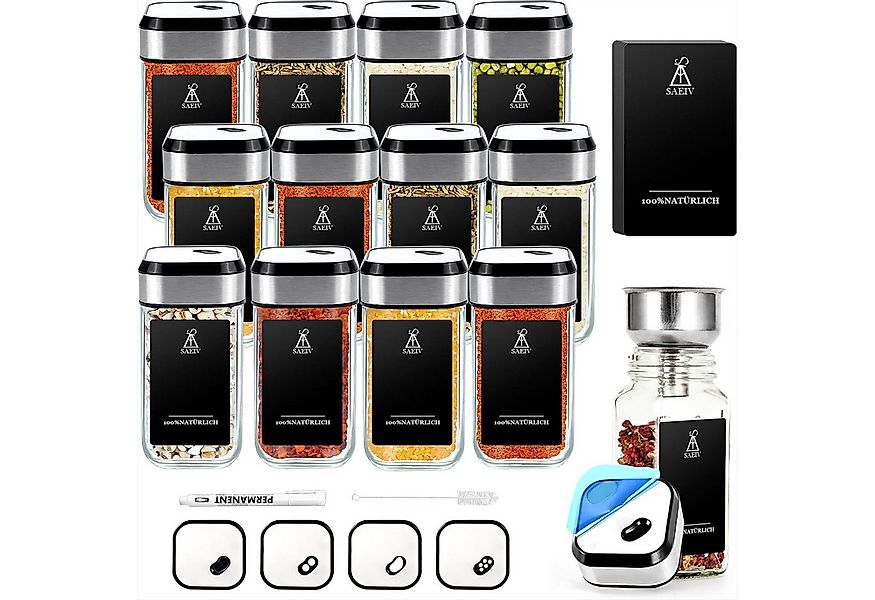 KingLux Gewürzbehälter 12Stk.360° Rotation Gewürzgläser Eckig Set Mit 80 Ge günstig online kaufen