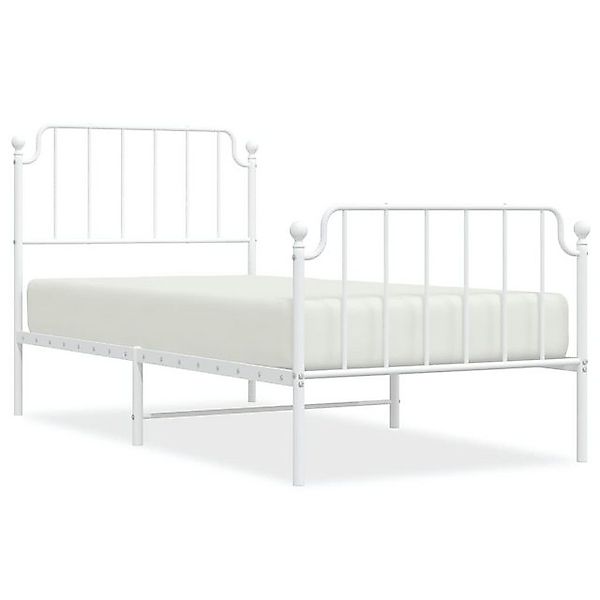 vidaXL Bettgestell, Bettrahmen mit Kopf- und Fußteil Metall Weiß 90x200 cm günstig online kaufen
