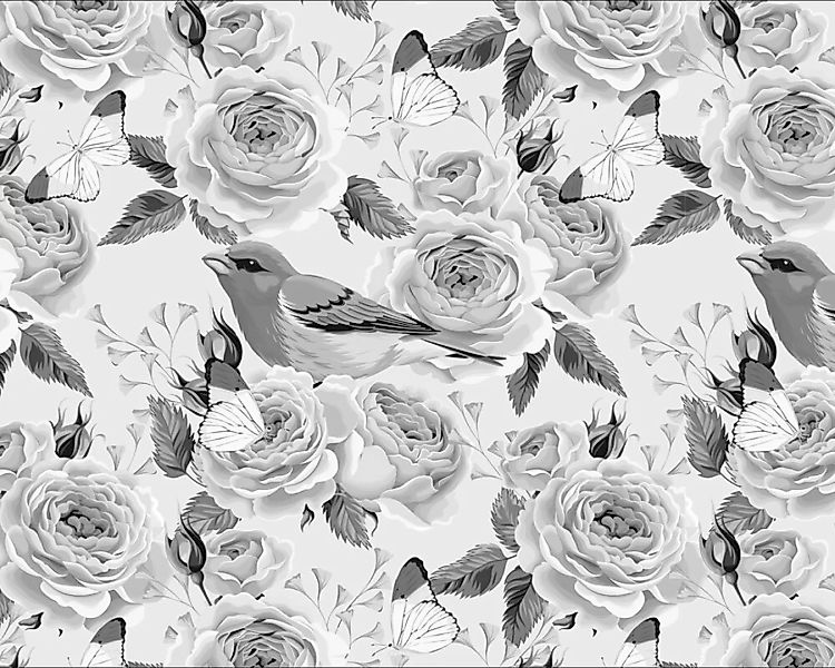 Fototapete "Blumen&Vgelsw" 6,00x2,50 m / Glattvlies Perlmutt günstig online kaufen