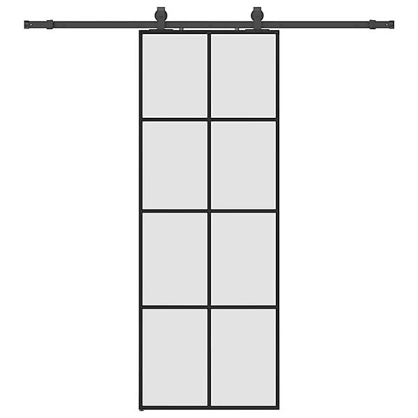 vidaXL Schiebetür mit Beschlag Schwarz 76x205 cm ESG-Glas 3375863 günstig online kaufen