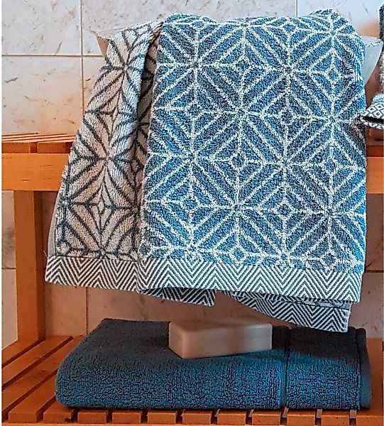 framsohn frottier Handtuch Set »Design Jaquard Raute«, (2 St., 2er Set Hand günstig online kaufen