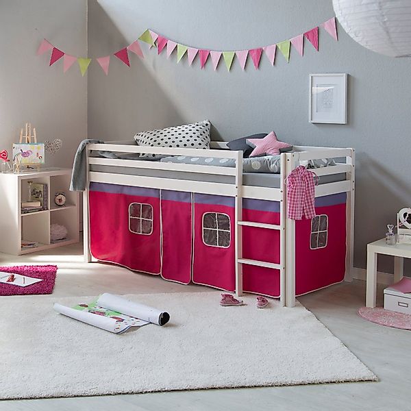 Homestyle4u Hochbett 90x200 cm Kinderbett Weiß günstig online kaufen