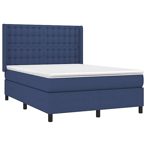 vidaXL Boxspringbett mit Matratze und LED Blau 140x190 cm Stoff 3138635 günstig online kaufen