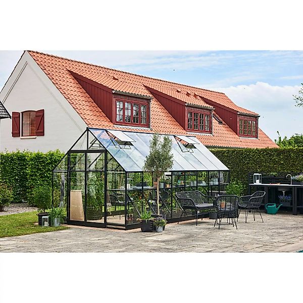 Halls Gewächshaus Qube+ 816 mit 3 mm Sicherheitsglas 13,0 m² Schwarz günstig online kaufen