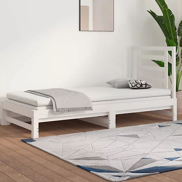 Vidaxl Tagesbett Ausziehbar Weiß 2x(90x190) Cm Massivholz Kiefer günstig online kaufen
