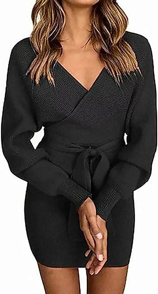 FIDDY Strickkleid Pulloverkleid - Strickkleid mit V-Ausschnitt - pullover - günstig online kaufen