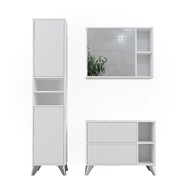 Vicco Badmöbel-Set Leano Weiß 80 cm Set 3 günstig online kaufen