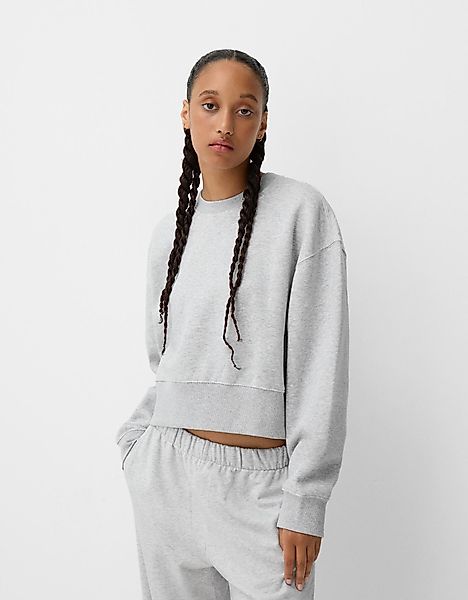 Bershka Basic-Sweatshirt Damen M Grau günstig online kaufen