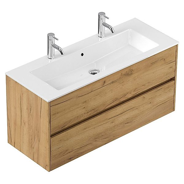 Lomadox Doppelwaschtisch LIVIGNO-02, 120cm breit, Mineralgusswaschbecken, günstig online kaufen