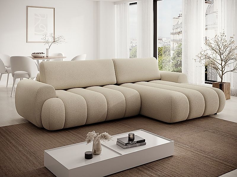 Ecksofa mit Schlaffunktion - Ecke rechts - Stoff - Beige - FRIDORA günstig online kaufen