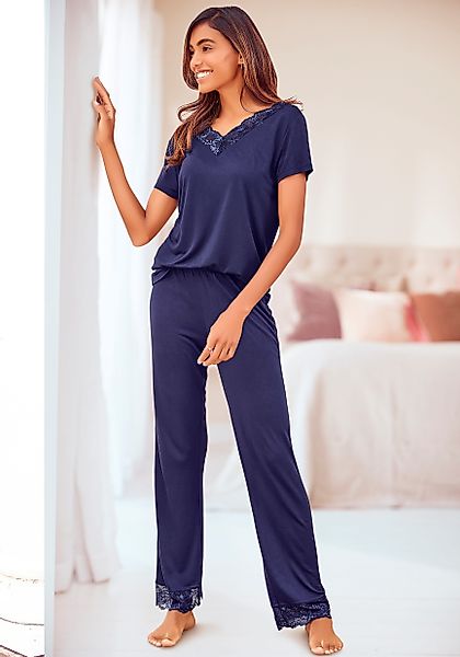 LASCANA Pyjama (2 tlg) mit Spitzendetails günstig online kaufen