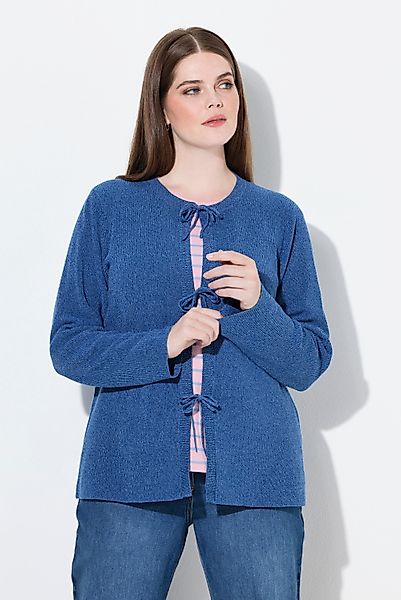 Ulla Popken Strickjacke Strickjacke Schleifenverschluss Rundhals günstig online kaufen