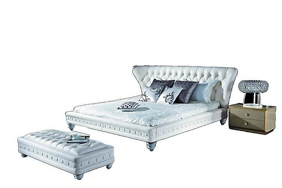 JVmoebel Bett Designer Doppelbett Bett Betten Leder Chesterfield Hotel Luxu günstig online kaufen