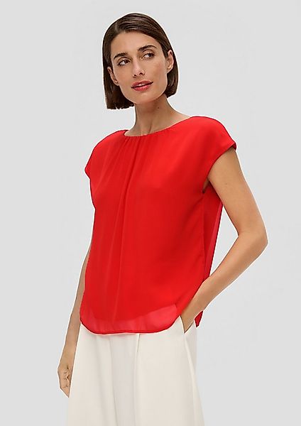 s.Oliver Kurzarmbluse Bluse Chiffonbluse mit Raffung günstig online kaufen
