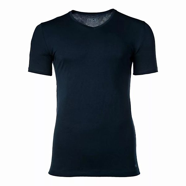 FILA Herren Unterhemd - V-Ausschnitt, Single Jersey, einfarbig Blau L günstig online kaufen