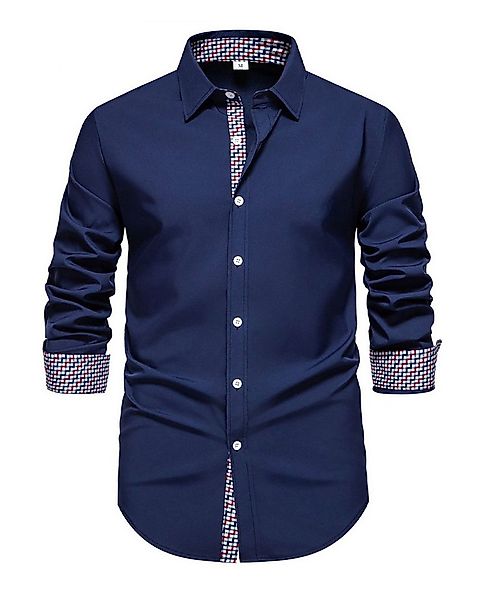 Allthemen Langarmhemd mit stylischen Gingham-Kontrastdetails günstig online kaufen