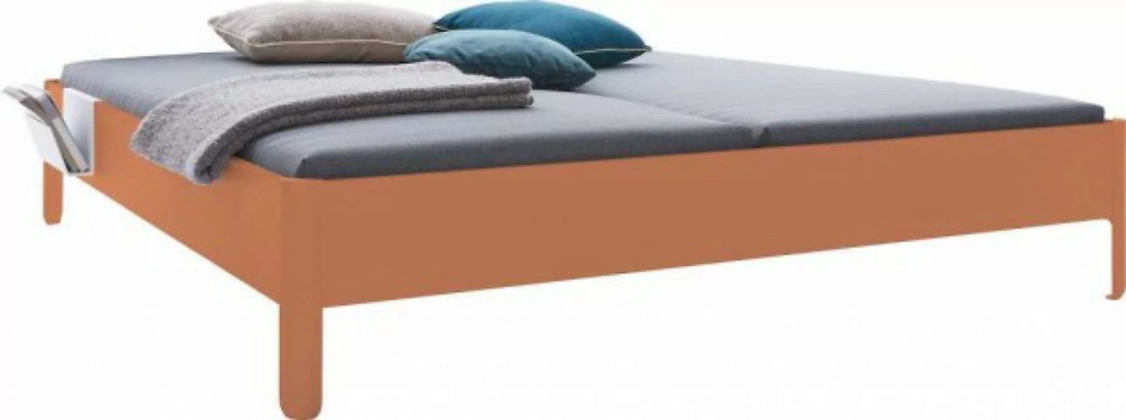 NAIT Doppelbett farbig lackiert Apricotbraun 160 x 200cm Ohne Kopfteil günstig online kaufen