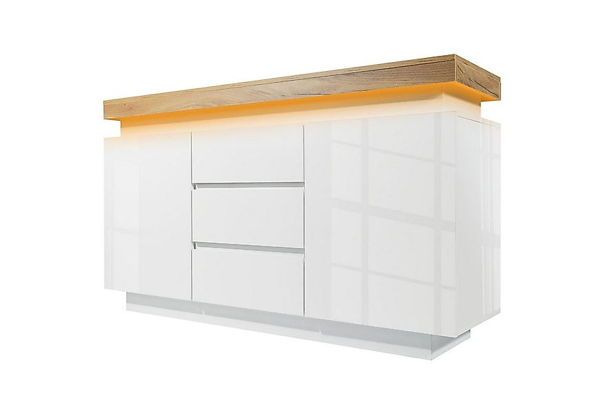 autolock Sideboard Hochglanz Kommode mit appgesteuerter LED-Beleuchtung 140 günstig online kaufen