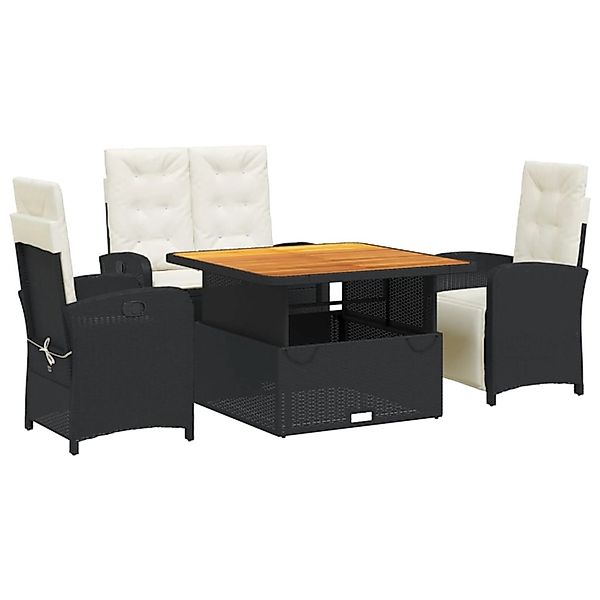 vidaXL 4-Tlg Garten-Essgruppe mit Kissen Schwarz Poly Rattan 3277321 günstig online kaufen