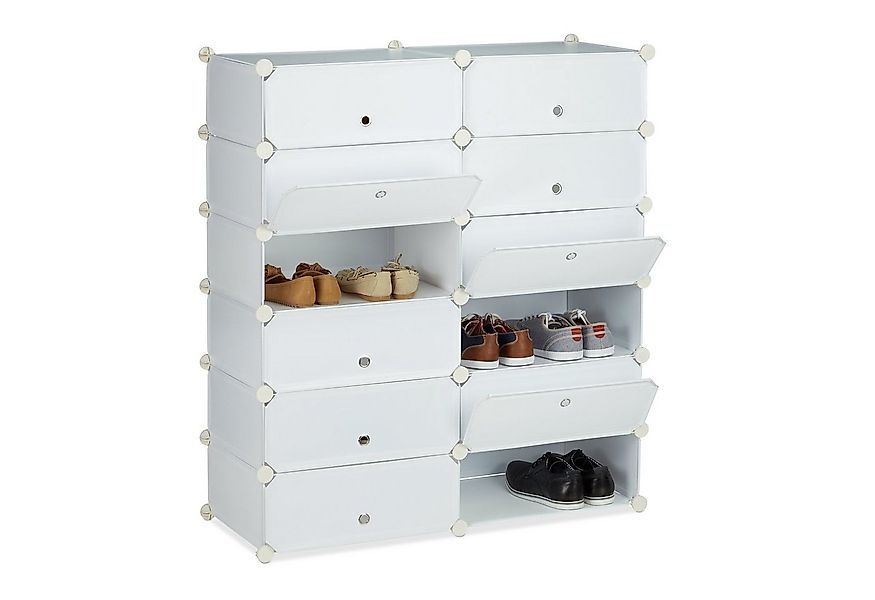 relaxdays Schuhschrank mit 12 Fäch weiß günstig online kaufen