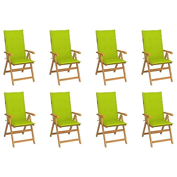 vidaXL Verstellbare Gartenstühle mit Auflagen 8 Stk Massivholz Teak 3072552 günstig online kaufen