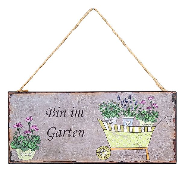 Levandeo® Metallbild, Gartenschild L30cm Bin im günstig online kaufen