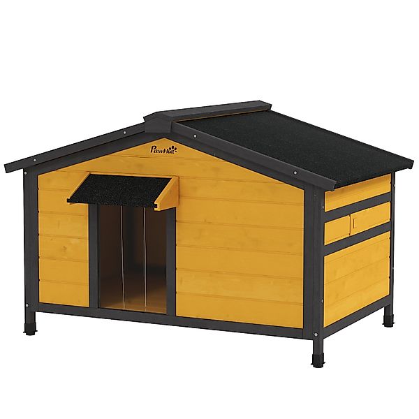 PawHut Hundehaus für Draußen Kleine Hundehütte mit Klappbarem Asphaltdach 2 günstig online kaufen