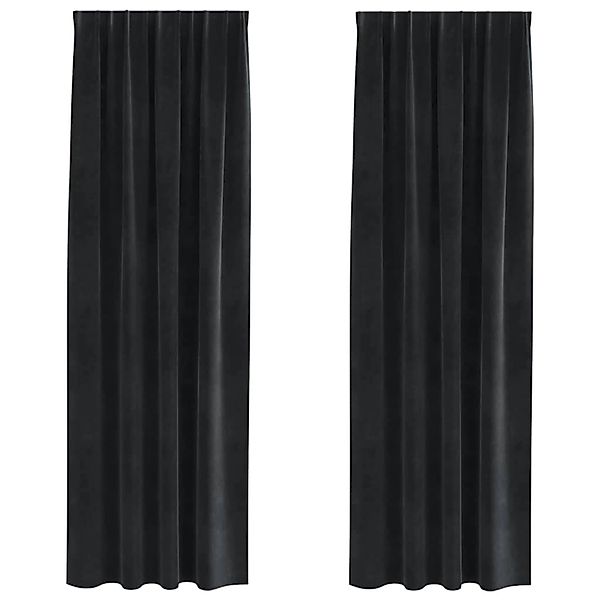vidaXL Vorhänge 2 Stk Schwarz 140 x 225 cm Samt 4107170 günstig online kaufen