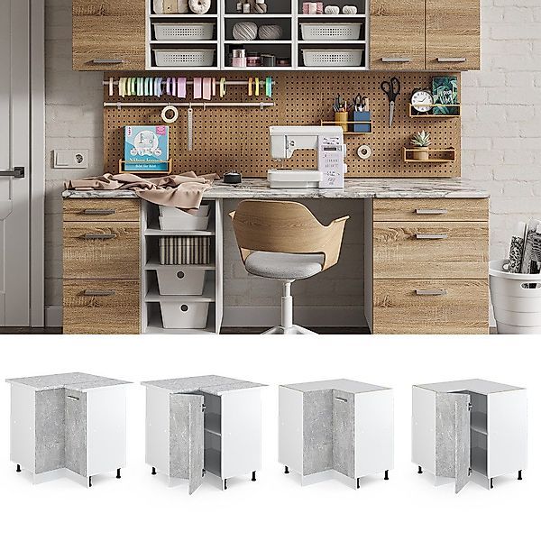 Vicco Schranksystem R-Line, Beton/Weiß, 75.6 cm günstig online kaufen