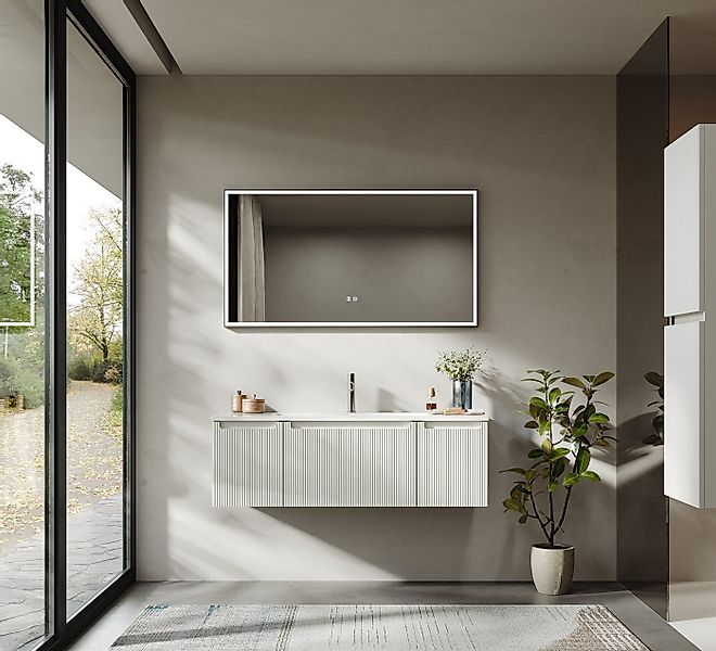 BRIDGE BENO Badmöbel-Set 120 cm Wand-Waschtisch mit Mineralguss-Waschbecken günstig online kaufen