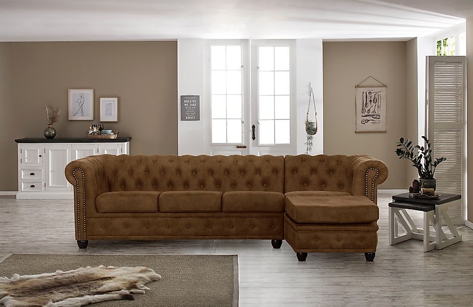 Home affaire Chesterfield-Sofa "Rysum L-Form", Chesterfield-Optik mit Ottom günstig online kaufen