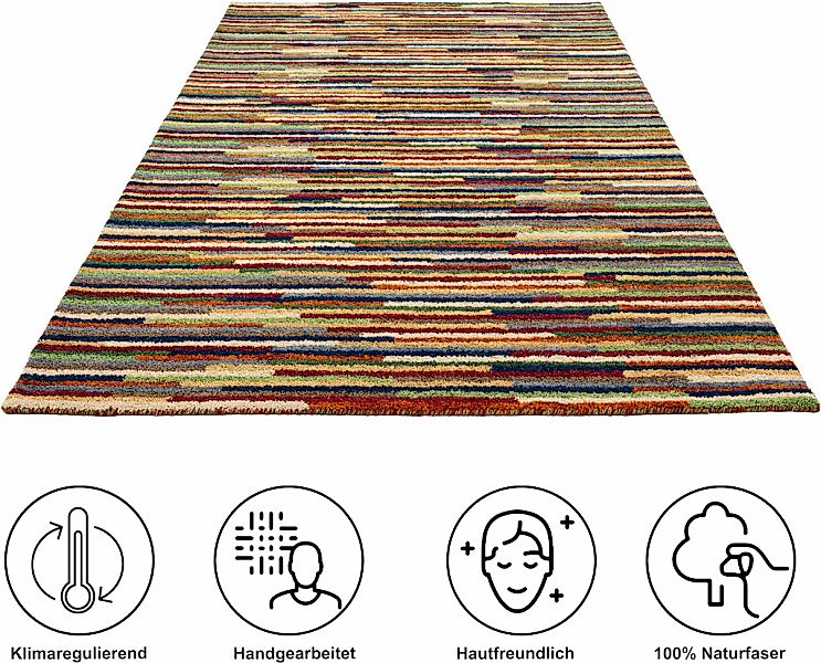 THEKO Wollteppich "Gabbeh Multi, Handgefertigt, Teppich, meliert, reine Wol günstig online kaufen
