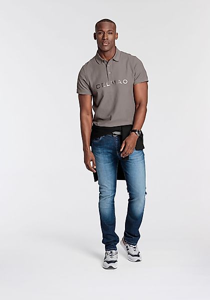 DELMAO Poloshirt Kurzarm, mit Rippbündchen, mit Print, Polokragen, aus Baum günstig online kaufen