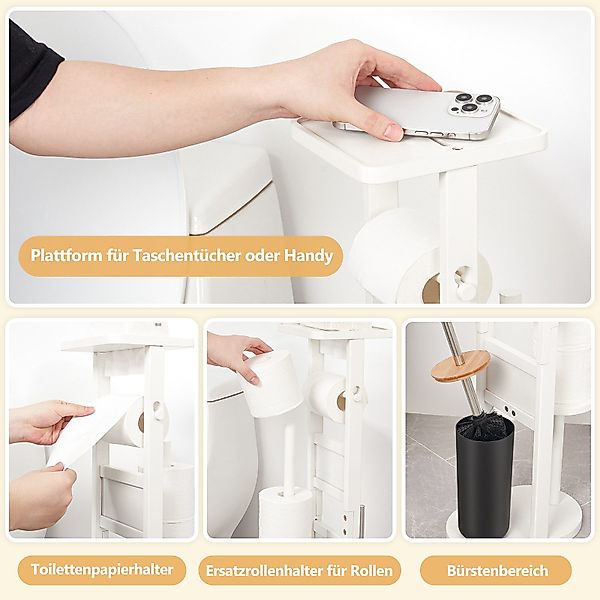 Yorbay WC-Garnitur Toilettenpapierhalter stehend aus Bambus, (WC-Bürstenhal günstig online kaufen