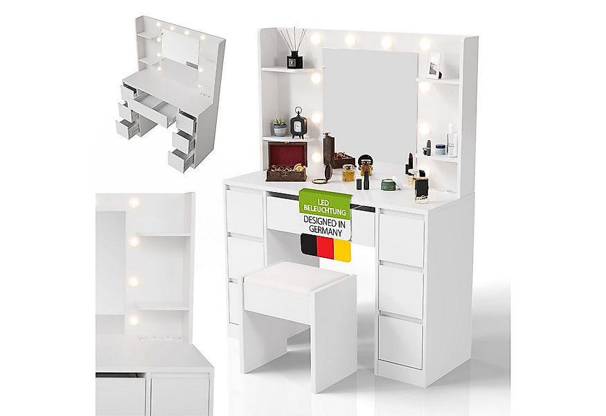 Juskys Schminktisch Malia, LED-Beleuchtung, 3 Helligkeitsstufen, modern, 7 günstig online kaufen