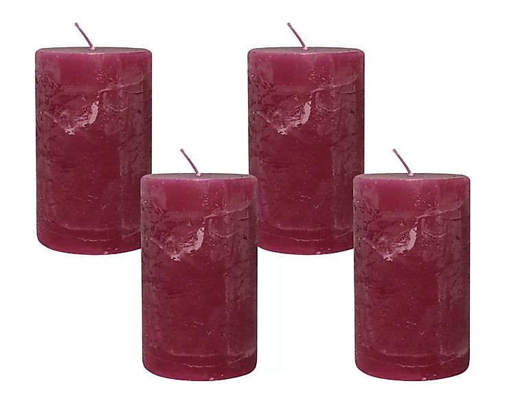4 Rustic Stumpenkerzen Premium Kerze Fuchsia Pink 6x10cm - 38 Std Brenndaue günstig online kaufen
