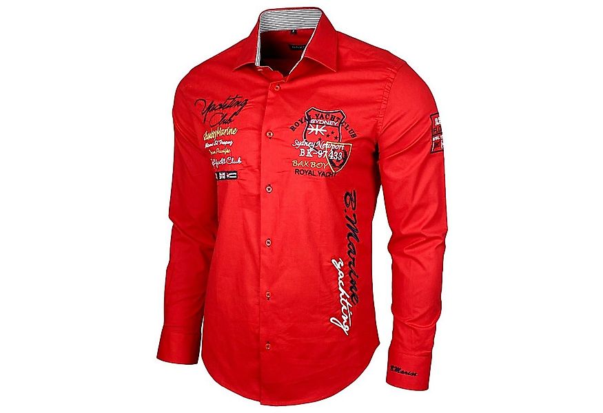 Baxboy Langarmhemd Baxboy Edel Dezent Herren Hemd Stickerei Hemden Kontrast günstig online kaufen