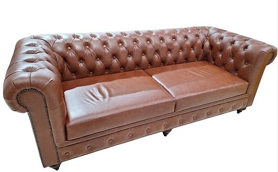 JVmoebel Chesterfield-Sofa Dunkles Braun Klassisch Design 3-Sitzer Ledersof günstig online kaufen