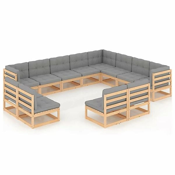 12-tlg. Garten-lounge-set Mit Kissen Massivholz Kiefer günstig online kaufen