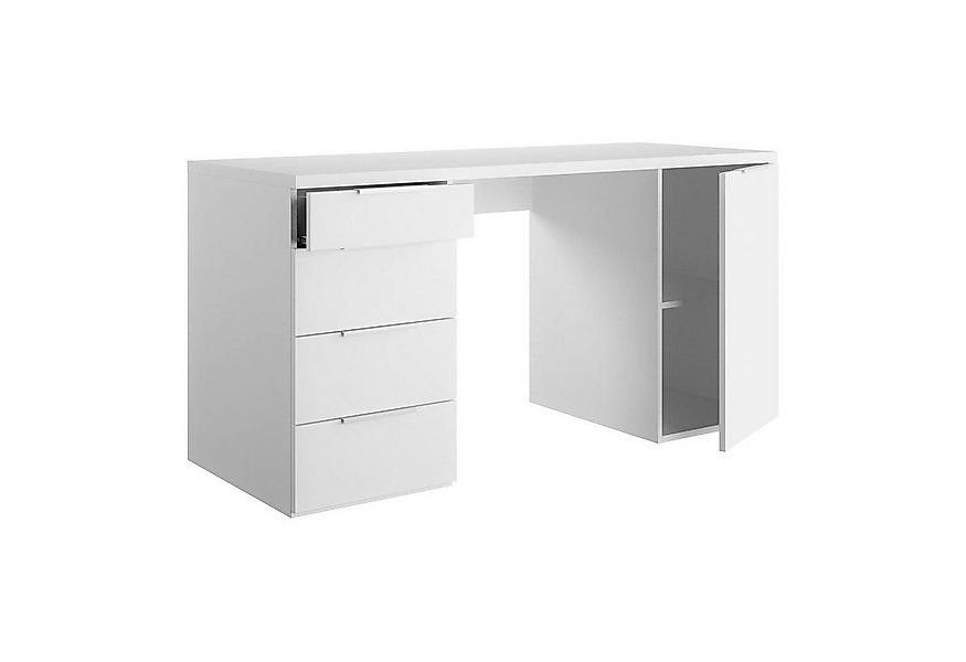 Composad Schreibtisch ESPRESSO, 1 Tür, 4 Schubladen, Weiß Hochglanz, B 146 günstig online kaufen
