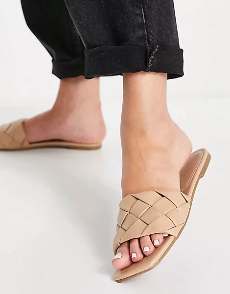 Raid – Eleah – Flache Sandalen mit Flechtdesign in Beige-Neutral günstig online kaufen