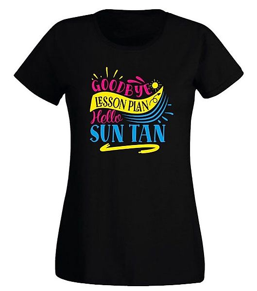 G-graphics T-Shirt Damen T-Shirt - Goodby Lesson Plan – Hello Sun Tan Slim- günstig online kaufen
