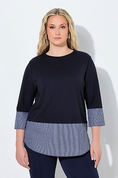 Ulla Popken Sweatshirt Sweatshirt Blusensaum Rundhals 3/4-Arm günstig online kaufen