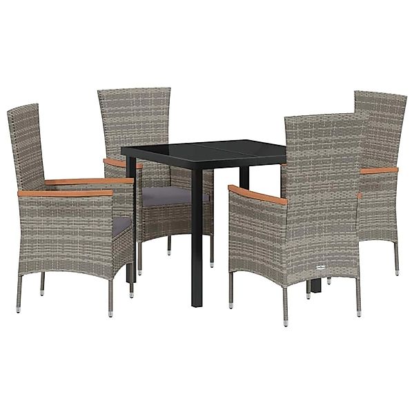 vidaXL Garten Essgruppe mit Kissen 5-Tlg Grau Poly Rattan 3379430 günstig online kaufen
