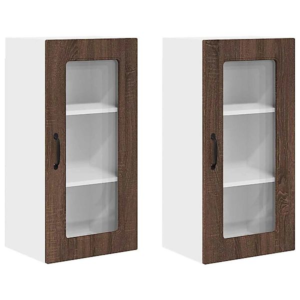 vidaXL Küchenwandschrank 2 Stk Braun Eichen-Optik 40 x 31 x 80 cm 884649 günstig online kaufen